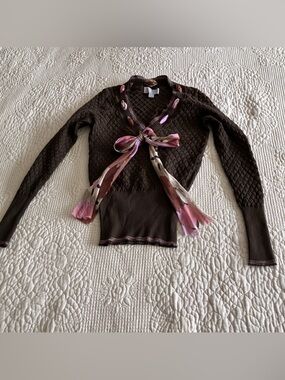 VTG 2 in 1 M Missoni brown sweater with silk scarf